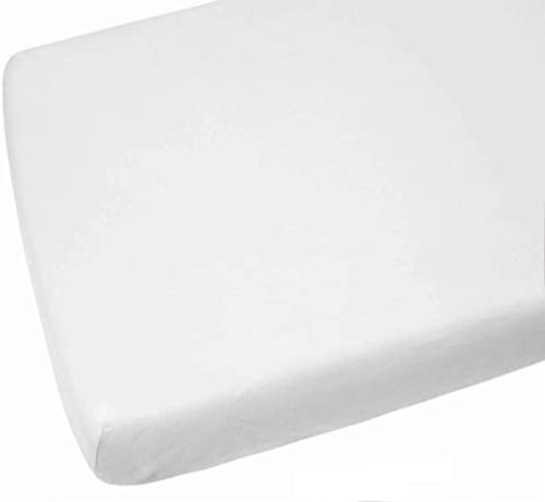 Dudu N Girlie | Cot Bed Fitted Sheets 140 x 70 Cotton Jersey | Hypoallergenic Toddler Bed Sheet Fully Elasticated Skirt Breathable Easy Care | Junior Bed sheets (Single Pack, White)