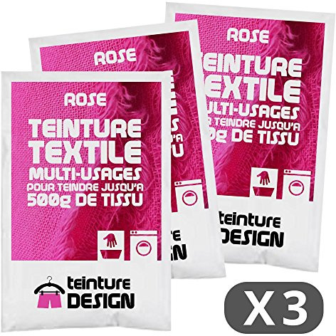 Set aus 3 Textilfarben - Universal Textilfarbe für Kleidung und natürliche Stoffe (Rosa)