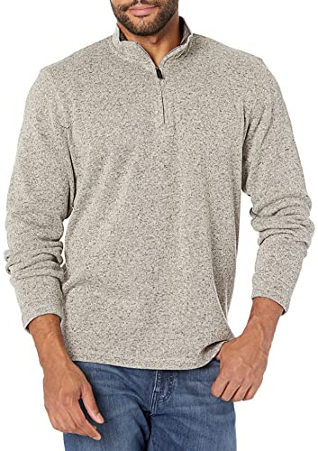 Wrangler Authentics Men's Sweater Fleece Quarter-Zip, Light Heather Gray, M