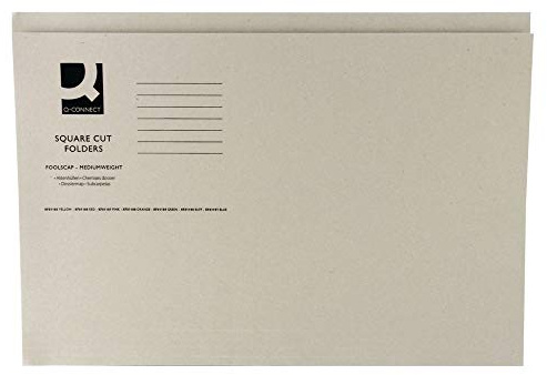 Q-Connect Buff Square Cut Folder Medium Weight Foolscap KF01190, Brown, 250 g - Pack of 100