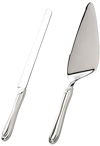 SILBERKANNE Tortenmesser und Tortenheber mit Fadenmuster L 28 cm / 31 cm Premium Silber Plated edel versilbert in Top Verarbeitung