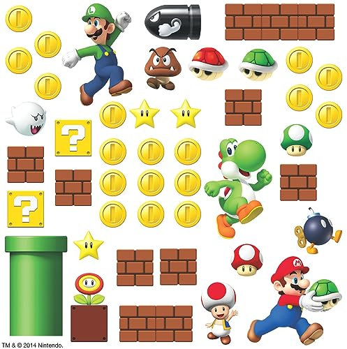 ROOM MATES Adesivo da Parete, Motivo: Super Mario, Multicolore (Bunt)