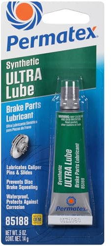 Permatex 85188 Ultra Disc Brake Caliper Lubricant, Green non-melting Synthetic lubricant, Helps prevent seizing and sticking of Brake disc components 1 x 14g