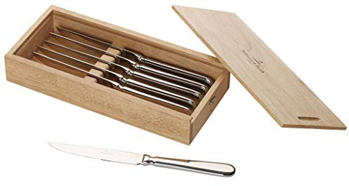 Villeroy & Boch – Oscar Couteau à Steak 6 Pièces Argent/Platine, Garanti Lave-Vaisselle, Couverts De Table, Couteaux à Steak, Menagere, Ensemble Couvert, Set De Couverts De Table, Acier Inoxydable