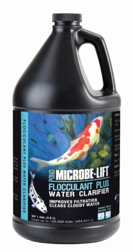 MICROBE-LIFT Flocculant Plus Pond Water Clarifier, Improves Filtration and Clears Cloudy Water, 1 Gallon