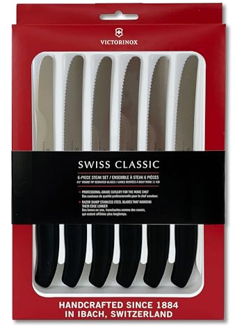 Victorinox 6.7833.6US1 sadf Swiss Classic 6-Piece Steak Knife Set, 4-1/2-Inch Serrated Blades with Round Tip, 4-Inch