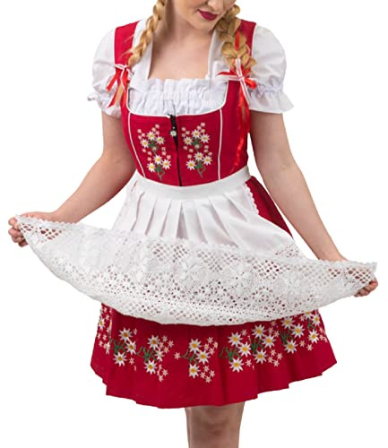Dirndl Trachten Haus Red Short Bavarian Dirndl Dress Set For Traditional German Oktoberfest 22 XXL