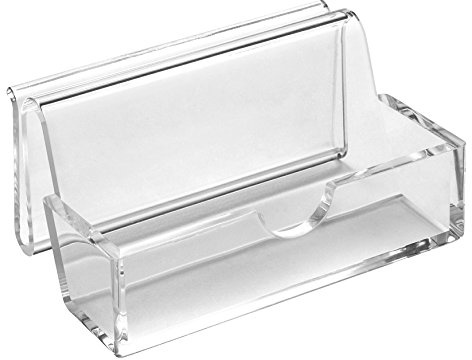 Osco Clear Acrylic Business Card Holder Stand for Desk Office Reception Countertop, Stylish Transparent Card Display with Rear Reminder Slot, Home Workspace Durable Transparent Acrylic