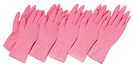 Guantes de goma fina y duraderos, 5 pares de guantes para limpieza y lavado de platos, color: rosa