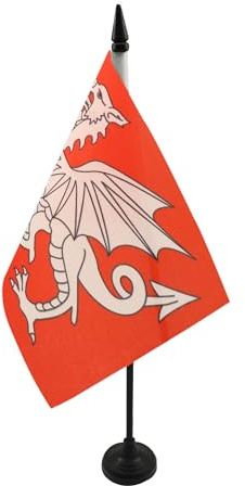 AZ FLAG Bordsflagga Engelsk vit drake 21x14 cm 100D Polyester Plastfot