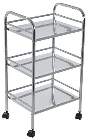 Aspect BR013 BATHROOM/KITCHEN STORAGE-LUCY 3 TIER SHELF TROLLEY-CHROME FINISH, Metal, 40x32x74cm