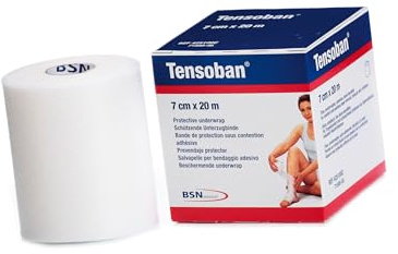 Tensoban – Bande de protection sous contention adhésive – Barrière protectrice sous les bandes de sport – 7 cm x 20 m, blanc
