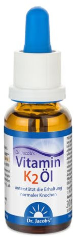 Dr. Jacob's Vitamin K2 Öl 20 ml I 20 µg pro Tropfen I Vitamin K2 als all-trans Menachinon-7 (MK7) I Vegan, 640 Tropfen