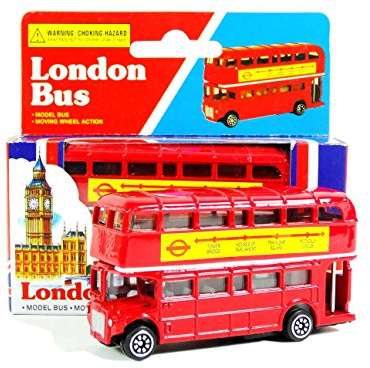 London Red Bus (Small) - Double Decker Red Bus Model Made of Die Cast Metal and Plastic Parts