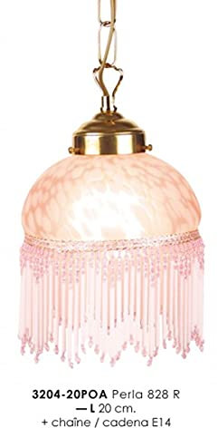 Hängeleuchte im Landhausstil mit Glasfransen 3204-20POA - 828R Rosa Leuchte Lampe