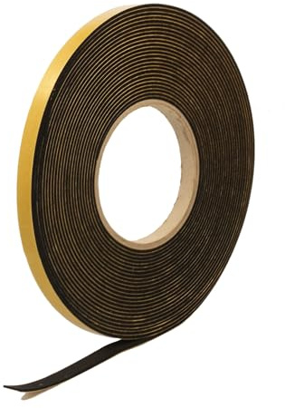 RS® Neoprene Rubber Self-Adhesive Sponge Strip 10mm Wide x 2mm Thick x 10m Long for Sealing, Weather Strip, Cushioning, Anti-Vibration, Anti-Slip, Gaskets & DIY