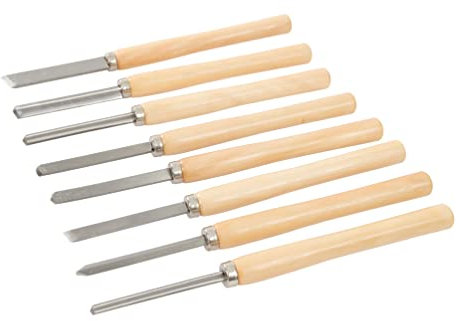 Silverline 303159 Set di Scalpelli per Tornire il Legno, 8 Pezzi, Beige
