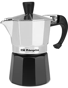 Orbegozo KFM 130, Cafetera Italiana, 1 taza, apta para cocina de gas, vitrocerámica y eléctricas, mango ergonómico, válvula seguridad, color negro