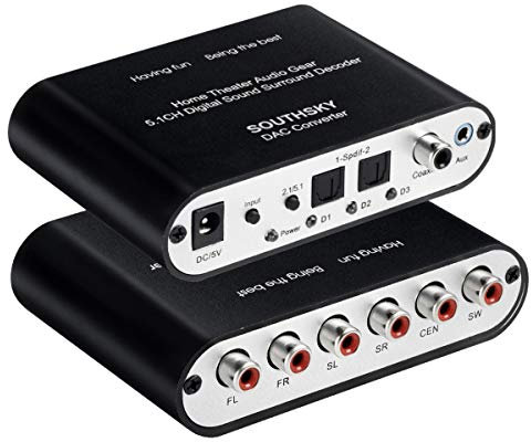SOUTHSKY 5.1 digitaler Soundkonverter - Optisches/koaxiales SPDIF zu 5.1 CH analogem Audio (Cinch-Ausgang)