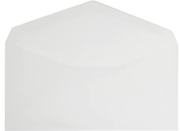 Blanke Briefhüllen, Transparente Briefumschläge, 100 Stück, Nassklebung, Ohne Fenster, Spitze Klappe, 110 x 220 mm (DIN Lang), 90 g/qm Offset, Weiß (Transparent-Weiß)