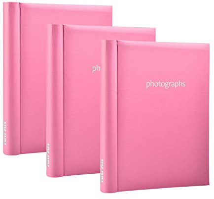 3 x Arpan Large Self Adhesive Photo Albums – 60 Sheets 120 Sides, Spiral Binder | Large Photo Album Self Adhesive, Photo Albums Self Adhesive for Family, Scrapbooking – Pink