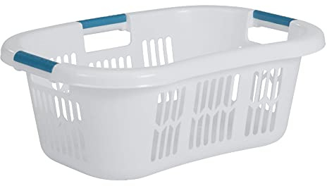 Rubbermaid Laundry Basket XL Hip-Hugger Basket 2.1-Bushel White Laundry Storage/Bathroom/Bedroom/Home Closet