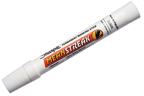 Sharpie Mean Streak Permanent Marking Stick, Bullet Tip, White, Box of 12