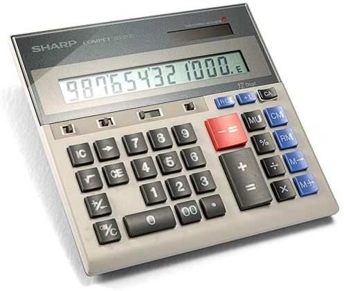 Sharp Commercial Desktop Calculator, 12-Digit Display, Solar & Battery Dual Power, Business Functions with Memory & Markup Keys (QS-2130)