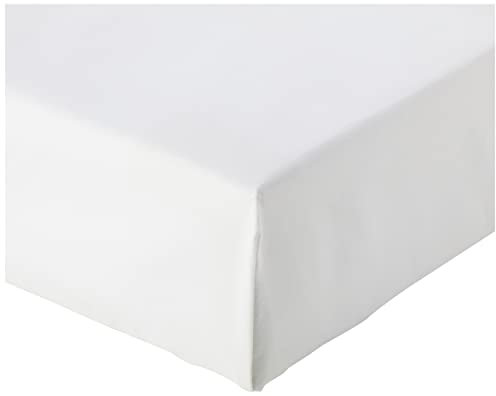 Amazon Basics Spannbettlaken, 160 x 200 x 30 cm, 100% Baumwolle, Satin Fadenzahl 400 Spannbetttuch - Matratzenhöhe bis 30 cm, Weiß
