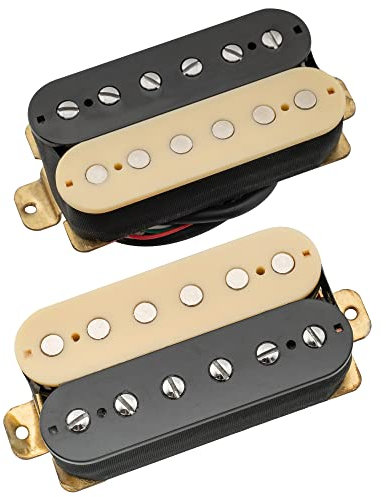 Musiclily Keramik Humbucker Pickups Hals Steg Tonabnehmer Set für Strat Tele Les Paul Style E-Gitarre,Zebra