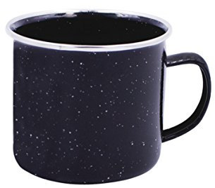 Milestone Camping Enamel Travel Mug/Ideal for Camping, Hiking, Fishing, Travels & More/Black Colour Mug