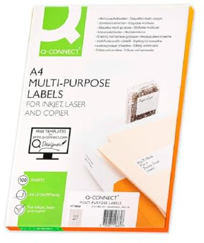 Q-Connect Etiqueta Adhesiva KF10642 Tamaño 70X30 Mm Fotocopiadora Láser Ink-Jet Caja Con 100 Hojas Din A4