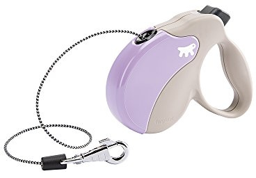 Ferplast hundkoppel Amigo Mini, rullkoppel små hundar upp till 12 kg. Max. 3 m. Ett lås- och upplåsningsknapp, beige, violettlock