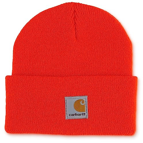 Carhartt Unisex Kids Youth Knit Beanie Cuff Hat, Brite Orange (Youth),One Size