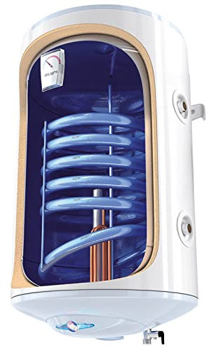 100 Liter wandhängender elektrischer Warmwasserspeicher Kombispeicher mit 1 Wärmetauscher 2000 Watt Heizleistung - druckfest 230 Volt/ 50 Hz inkl. Sicherheitsventil und Wandhalterung