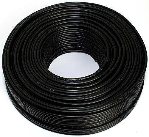 Cable de altavoz 2 x 2,50 mm2 – 50 m – Negro – CCA – Cable de audio – Cable de caja