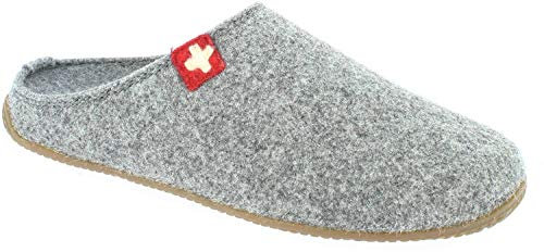 Living Kitzbühel Unisex-Erwachsene Pantoffel Schweizer Kreuz mit Fußbett Pantoffeln,Grau (610 grau), 36 EU