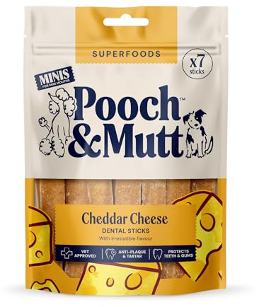 Pooch & Mutt - Cheddar Cheese Dog Dental Sticks (Small Sticks), Dog Dental Chew, for Teeth and Gums Cleaning, 1 pack of 7 sticks (packaging may vary)