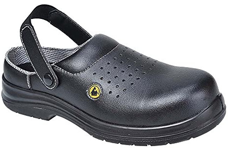 Portwest Portwest Compositelite ESD Perforated Safety Clog SB AE, Size: 39, Colour: Black, FC03BKR39