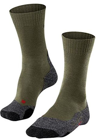 FALKE Men's TK2 Explore M So Wool Thick Anti-Blister 1 Pair Hiking Socks, Green Olive 7830-O, 9.5-10.5