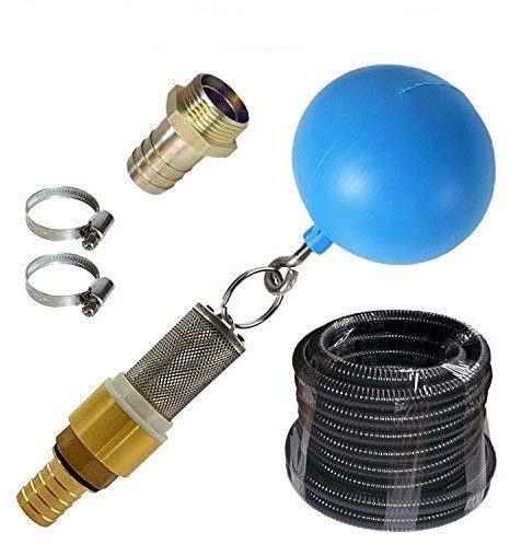 SAUGSCHLAUCH SET für HAUSWASSERWERK KREISELPUMPE JETPUMPE SCHWIMMENDE ENTNAHME Ansaug Set 4 mit 25m Saug -/Druckschlauch Rückschlagventil aus Messing, Ansaugkorb aus rostfreiem Edelstahl. Nie wieder Ansaugprobleme oder Pumpenausfall durch Sedimente!