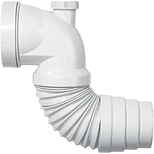 Wirquin 70718814 Pipe wc coudée extensible, à coller avec piquage pour évacuation toilette, blanc