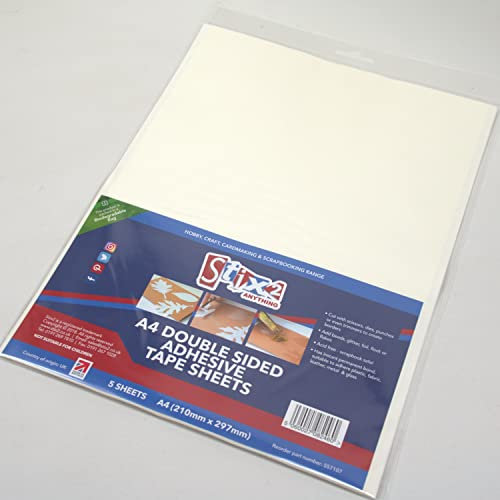 Stix2 Double Sided A4 Clear Adhesive Sheets, pack of 5