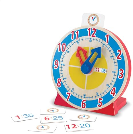 Melissa & Doug Turn & Tell Wooden Clock - Educational Toy with 12+ Reversible Time Cards