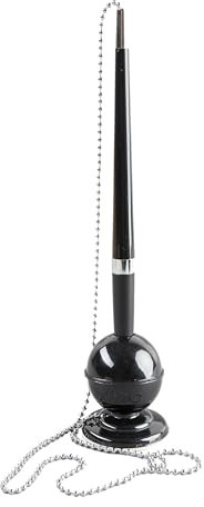 D.RECT Kugelschreiberständer, elegant, stilvoll, mit robuster Metallkette für einen modern organisierten Schreibtisch, Schreibfarbe Blau