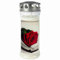 Bougie funéraire 215 x 75 mm, motif rose et livre, durée 150 heures