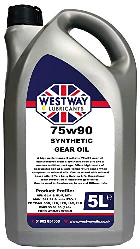 Westway Lubricants 75W-90 Fully Synthetic Gear Oil, 5L, 4.4kg, Suitable for Manual Transmissions and Differentials