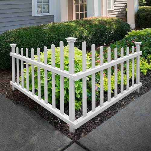 Zippity Outdoor Products ZP19007 No Dig Vinyl Corner Picket Unassembled Accent Fence, 42 x 30, White