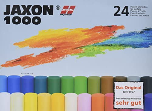 Honsell 47324 - Jaxon 1000 Ölpastellkreide Dick, 24er Set, im Kartonetui, brillante, lichtechte Farben, 18 mm, ideal für Künstler, Hobbymaler, Kinder, Schule, Kunstunterricht, frei von Schadstoffen