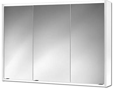 Jokey Spiegelschrank Batu mit LED Beleuchtung 100 cm breit, Badezimmer Spiegelschrank aus MDF, inkl. Steckdose | Weiß
